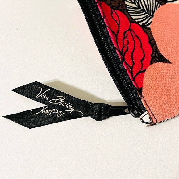 VERA BRADLEY Coin Purse Zip ID Case Pink Red Brown Floral - Picture 3 of 7